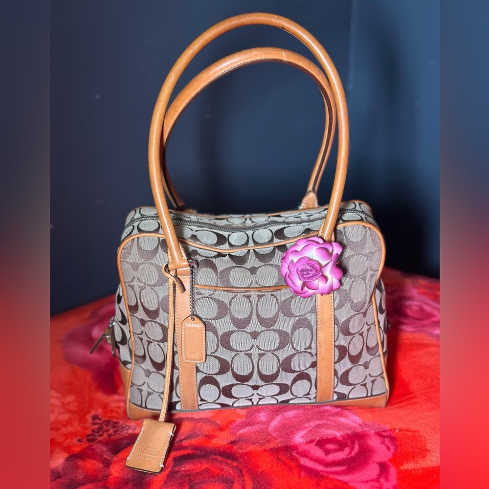Vintage Coach Signature Jacquard Satchel Mini Boston or Satchel Style